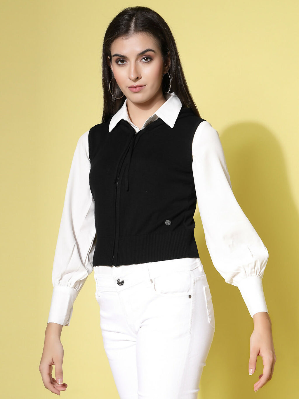 Women Winter Black Cotton Cardigan - Wool Trees