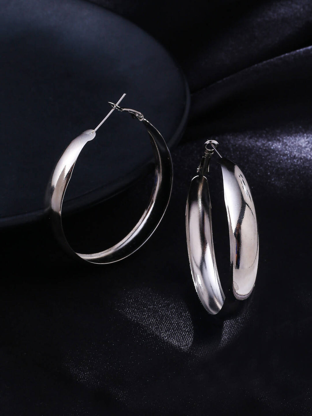 NVR Women Silver Plated Hoop Earrings