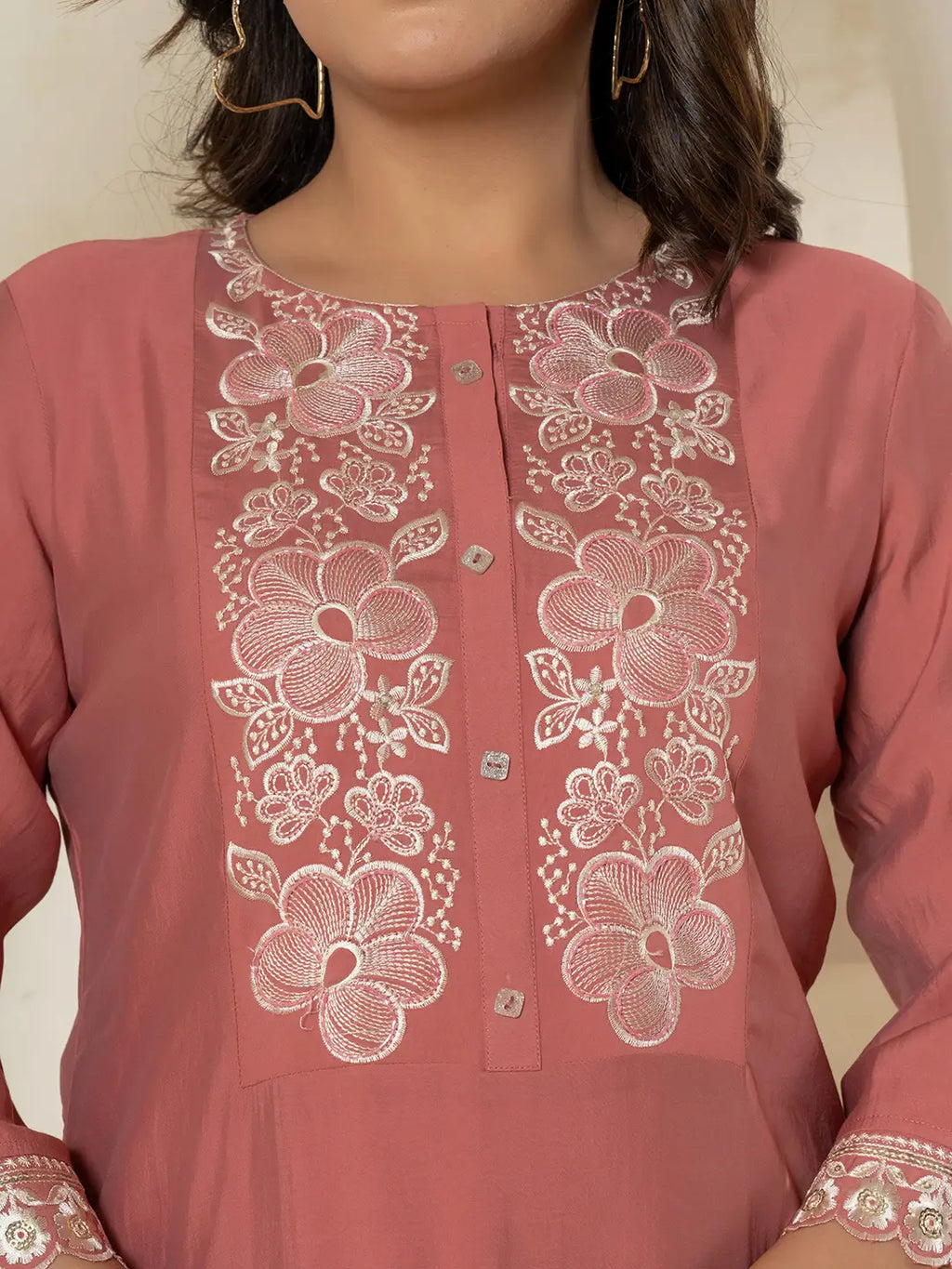 Yufta Rust Thread_Work Shirt And Trouser Silk Blend Co-Ord Set