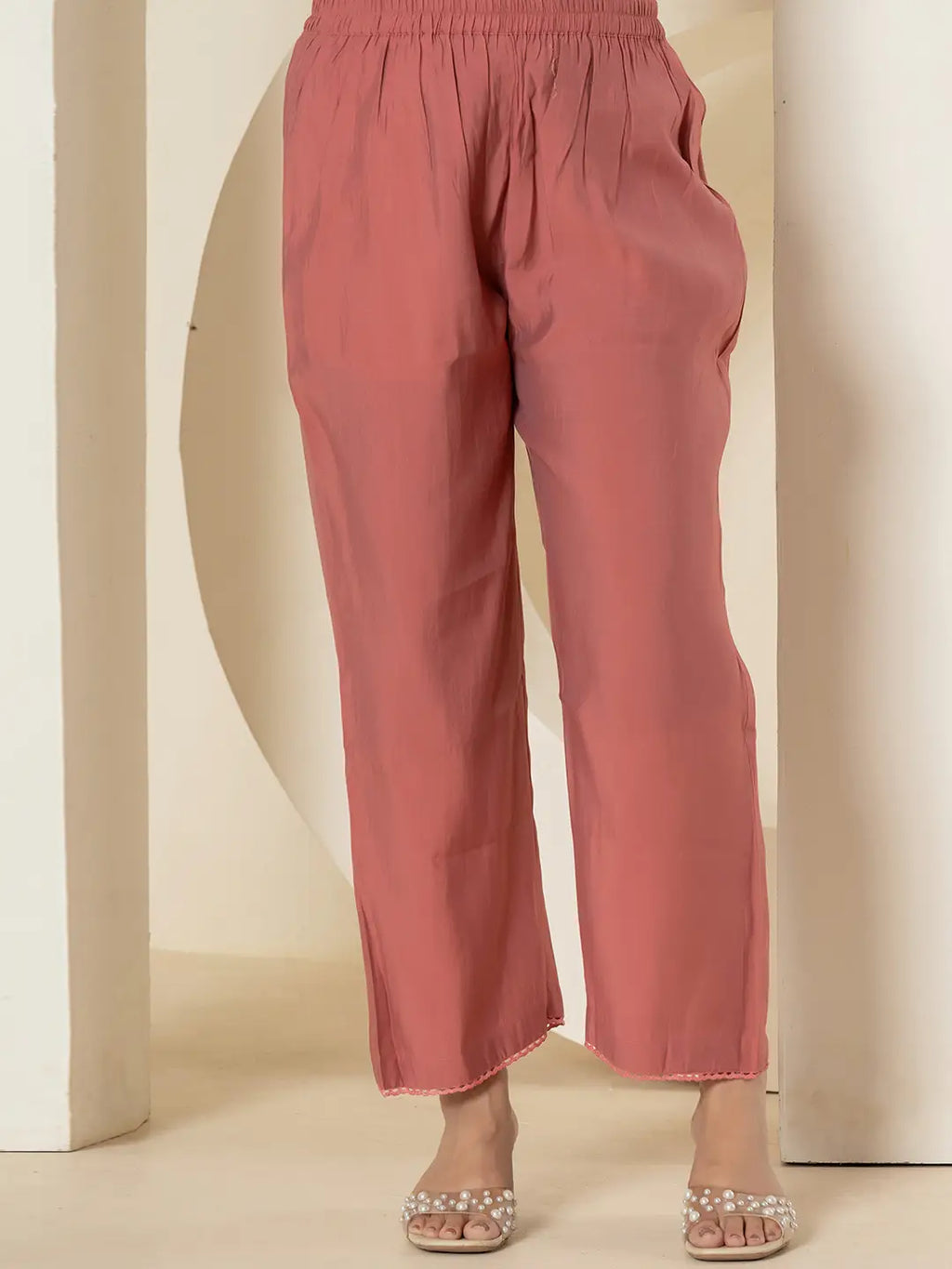 Yufta Rust Thread_Work Shirt And Trouser Silk Blend Co-Ord Set