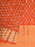 Rust Uppada Cotton Handloom Saree with All Over Jamdani Design - Global Threads