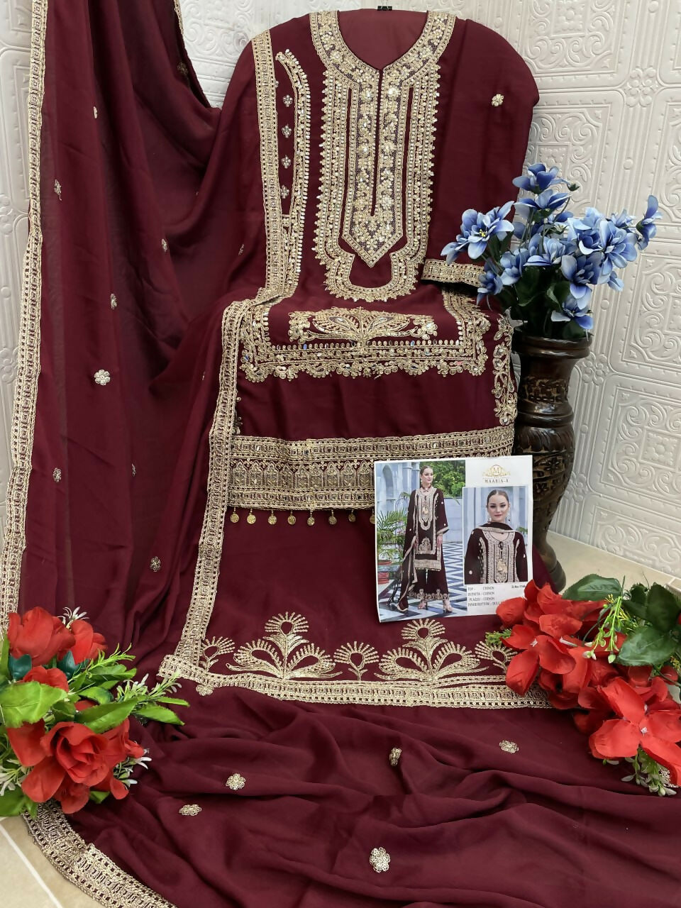 Vastranavya Heavy Chinon With Embroidery Coding Sequence with Real Mirror Work Pakistani Suits