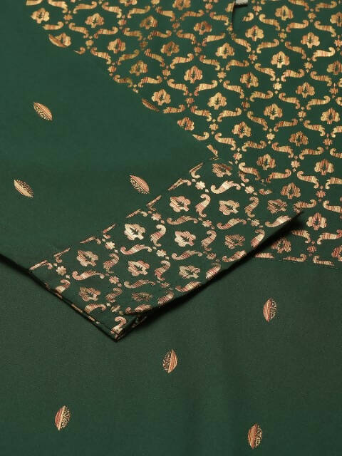 FIORRA Women's Green Poly Crepe Straight Kurta Pant With Dupatta