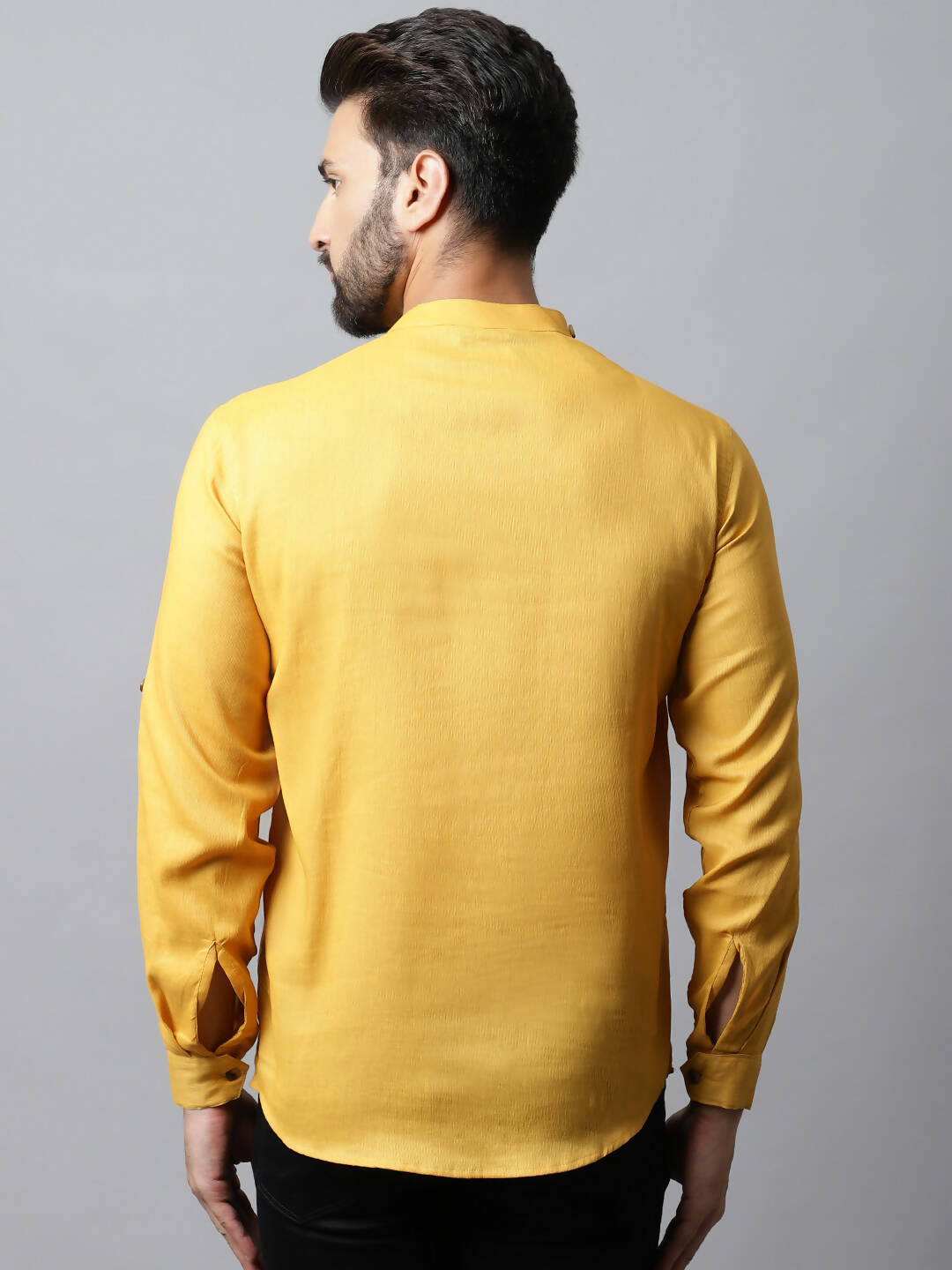 Even Apparels Yellow Color Pure Cotton Men's Kurta With Side Placket (MMS1130)