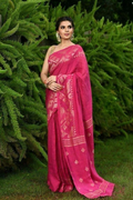 Exclusive Collection Pink Beautiful Linen Jamdani Saree