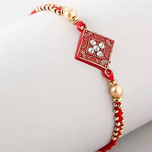 Sleek American Diamond Rakhi And Cashew Jar