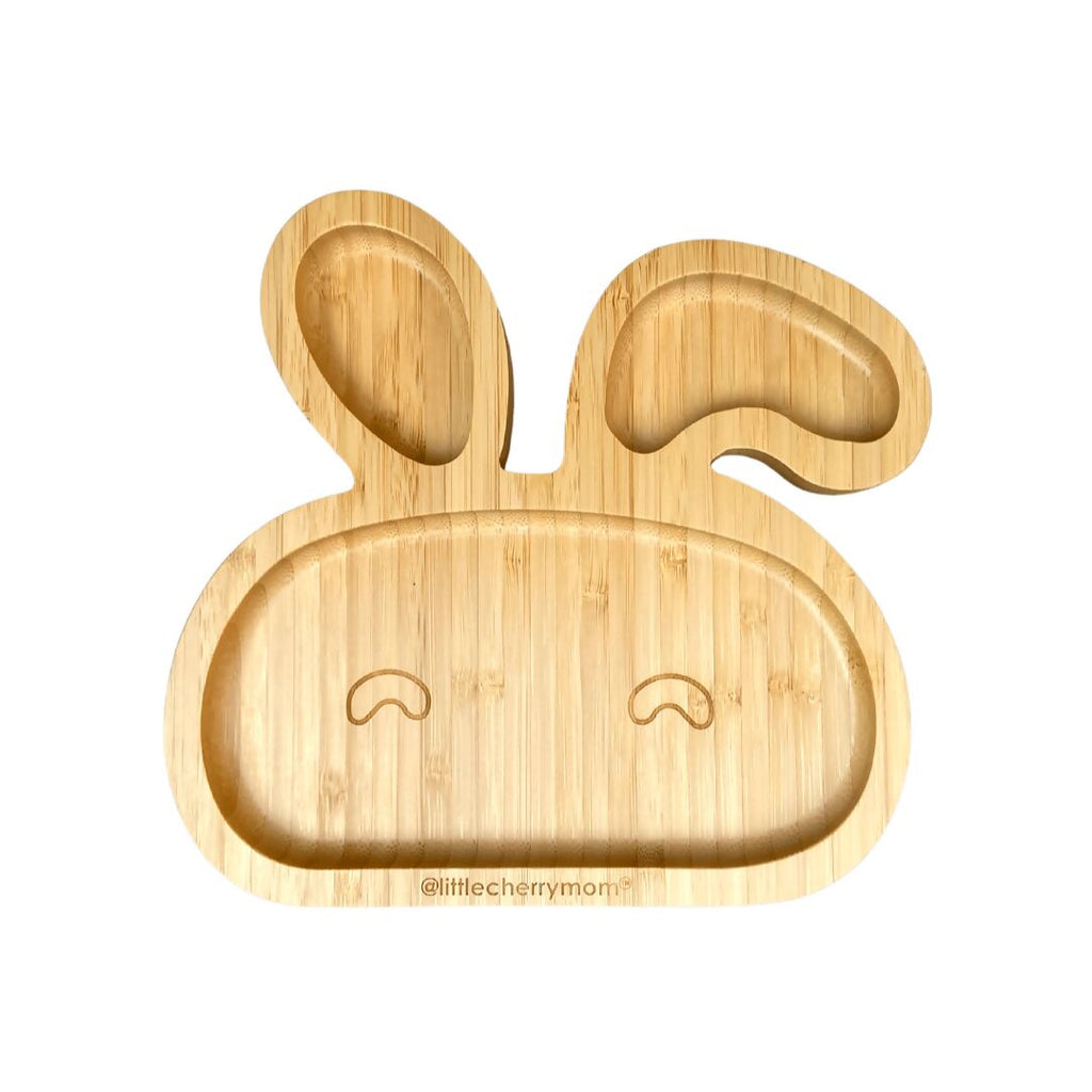 Littlecherrymom Bunny Bamboo Suction Plate (With Fork And Spoon)