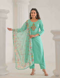 Ethnic Festive Wear Reyon Slub Tile Stitched Suit With Dupatta - Tanisha