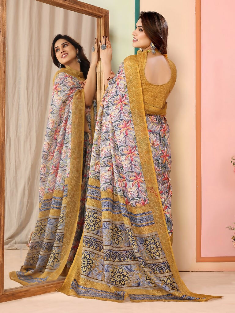 Partywear Designer Mustard Kota Doriya Fancy Saree - Dyuti