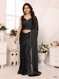 Designer Partywear Black & Grey Georgette Fancy Saree - Satrangi