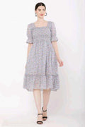 PAVONINE Grey Color Georgette Fabric Body Kansai Midi For Girls