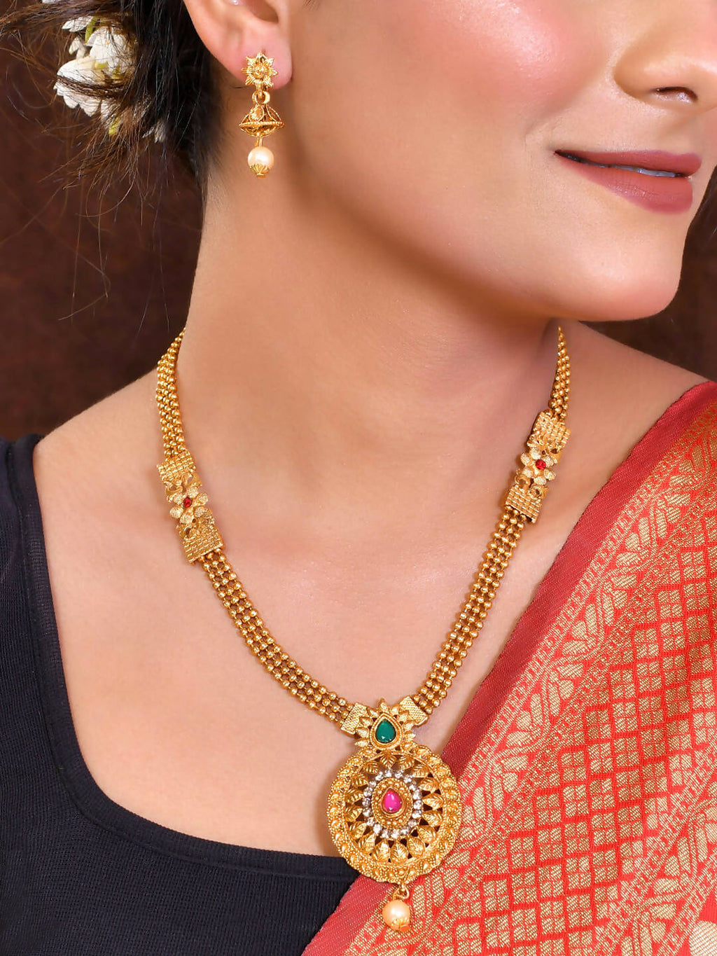 VOJ Women Gold Color stainless steel Jewellery Set