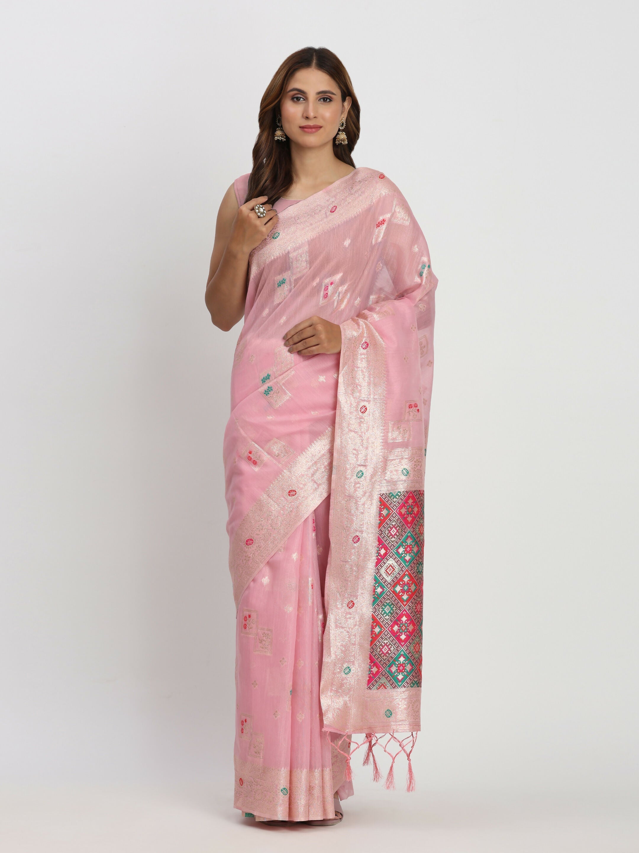 Shree Shyam Fashion Linen Cotton Light Pink Saree