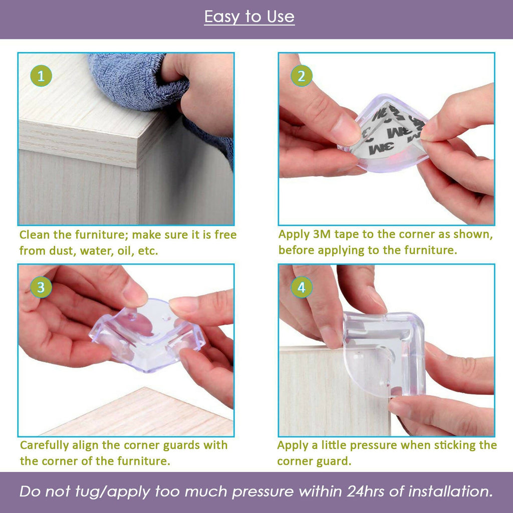 Safe-O-Kid Corner Guards/Cushions/Bumpers/Protector For Child Safety & Babyproofing, Smiley-Shaped, Transparent