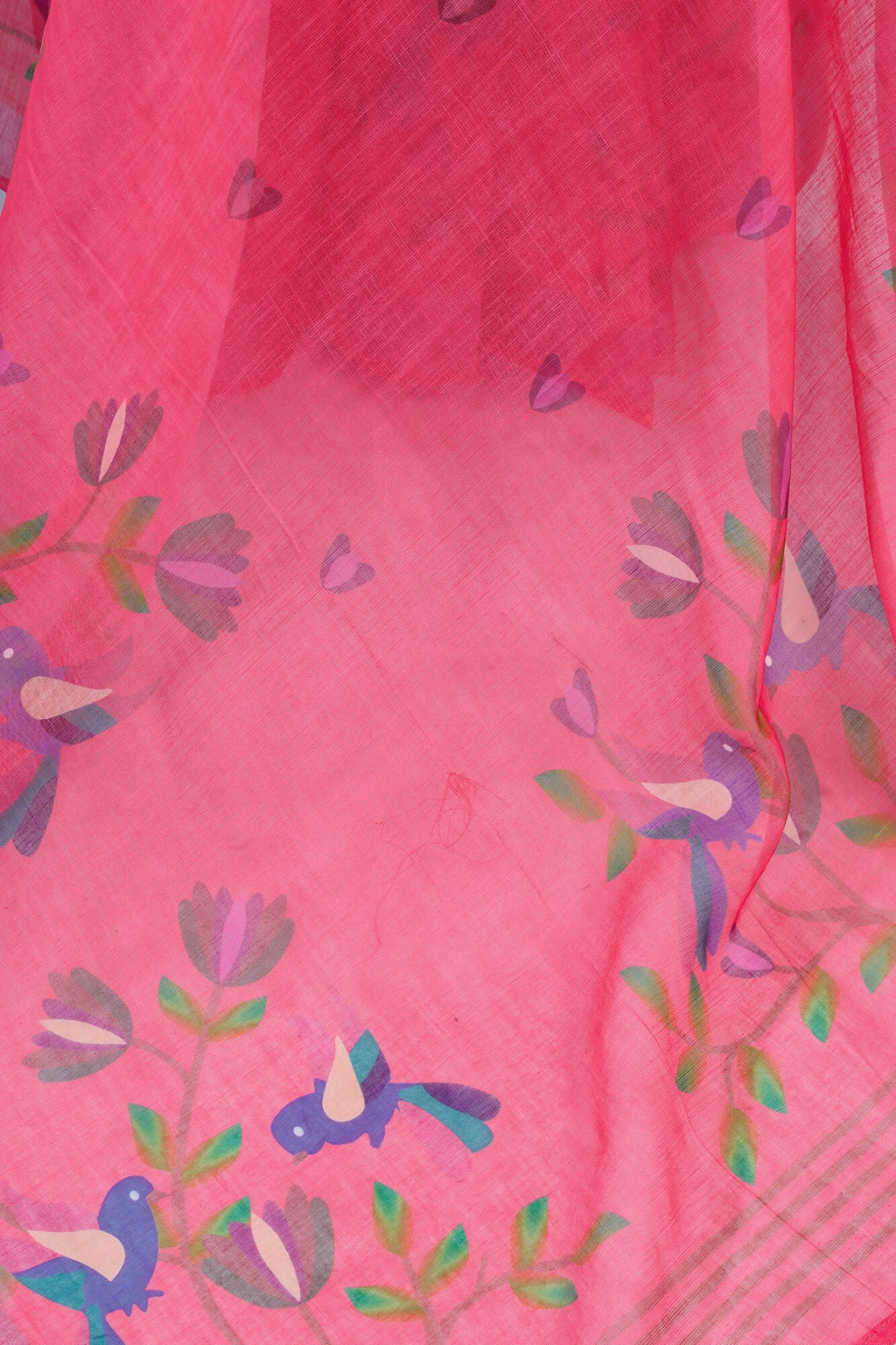 Vastranavya Pink Digital Printed Linen Ready To Wear Designer Saree with Unstitched Blouse