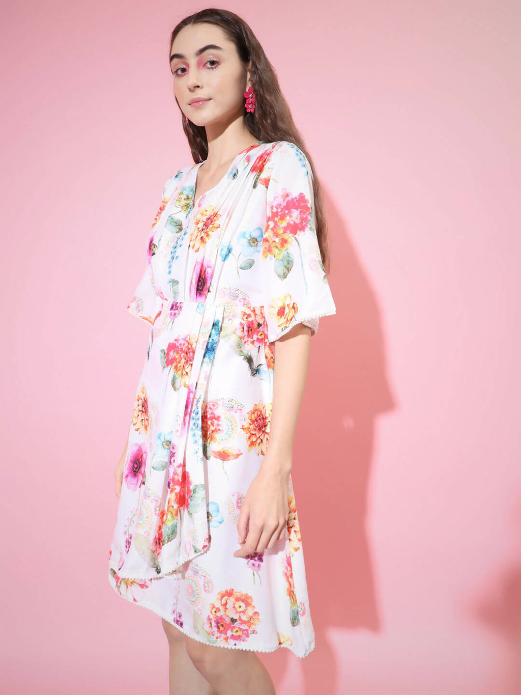 Myshka Women's Multi Floral Printed Empire Dress
