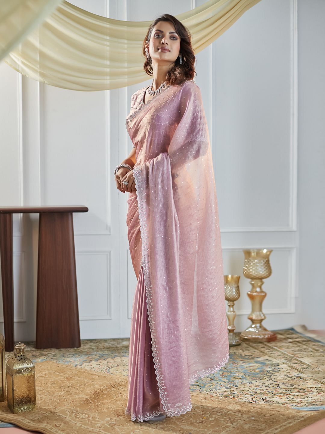 kasee Embellished Beads and Stones Pure Silk Saree