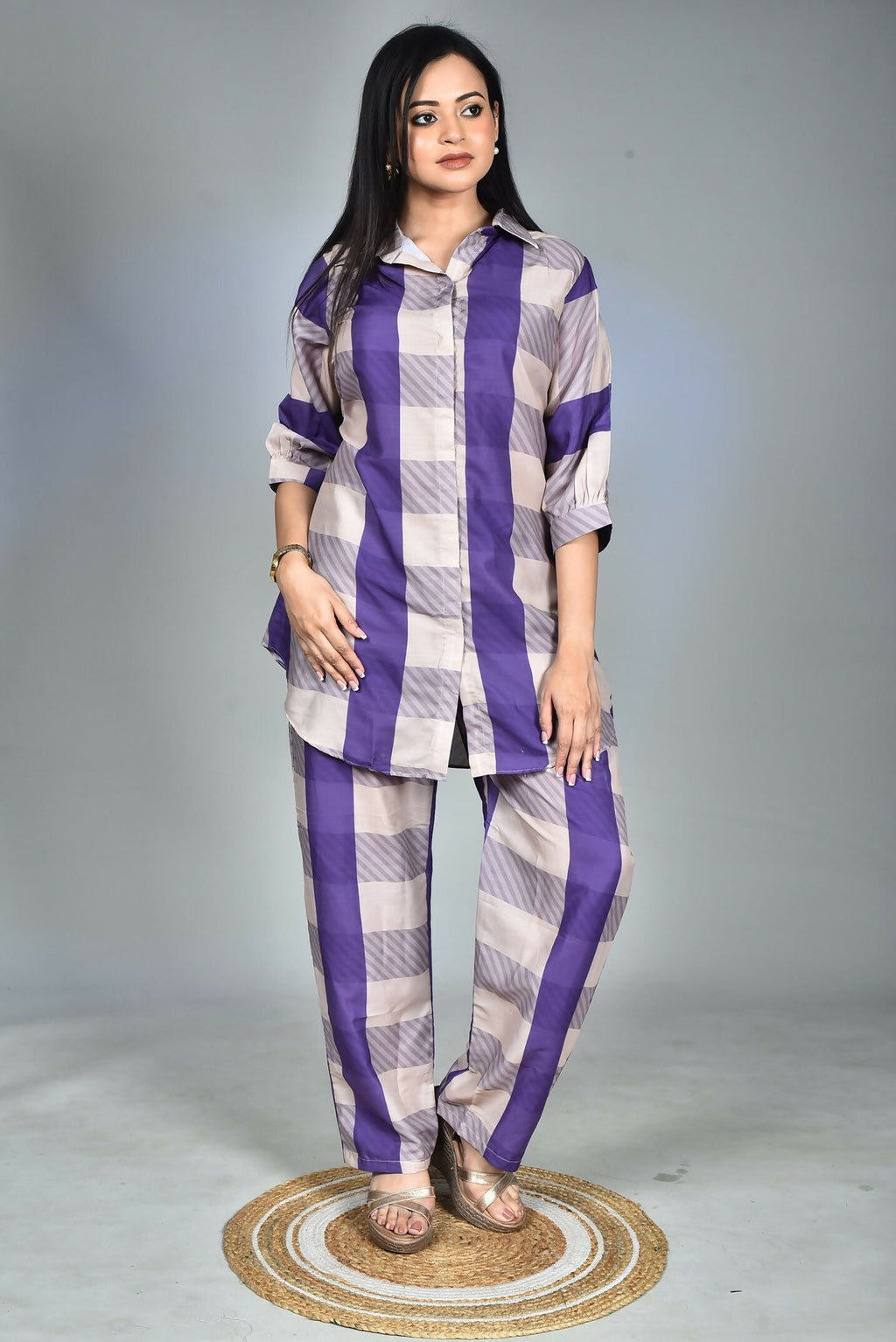 Morchari Digital Print Semi Muslin Co-Ord Set Top & Trouser-Multicolor