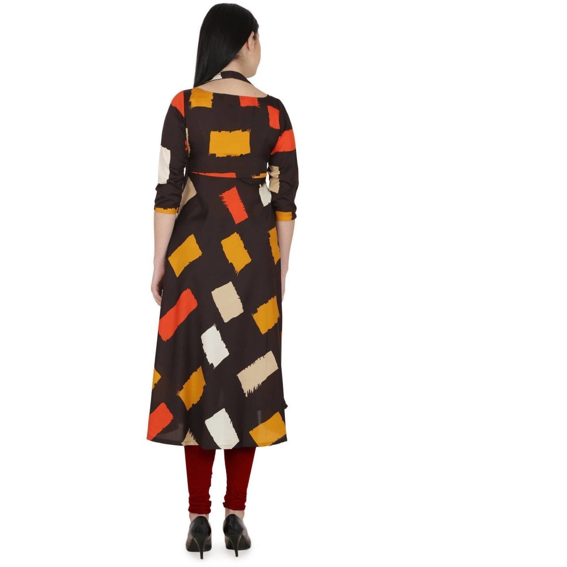 Kanoor Women's Multicolour A line Round neck kurti