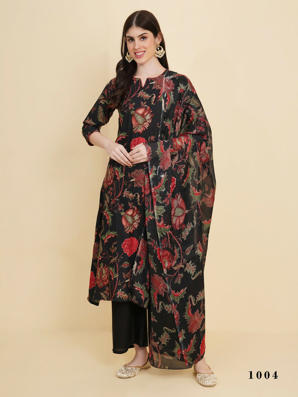 Designer Stylish black Cotton Stitched Suit With Dupatta - Tanisha