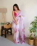 Vamsee Divisha White Organza Saree