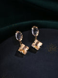 NVR Women Golden Cz Studded Studs Earrings