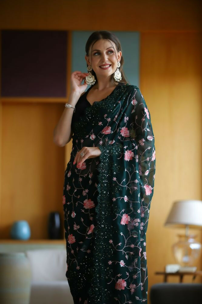 Vamsee Ashi Green Georgette Saree