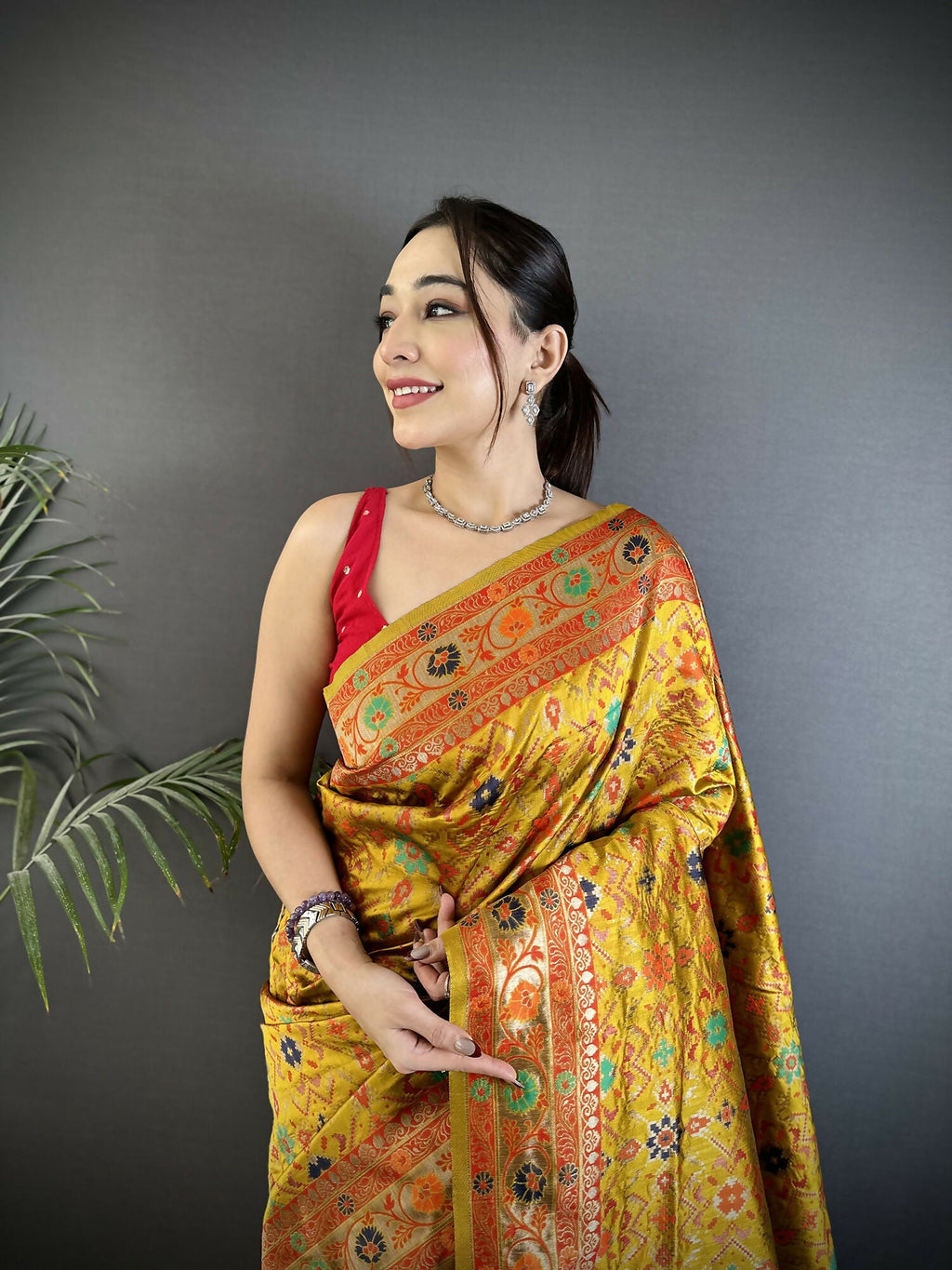 Joban Fashion Golden Yellow Banarasi Soft Silk Woven Saree