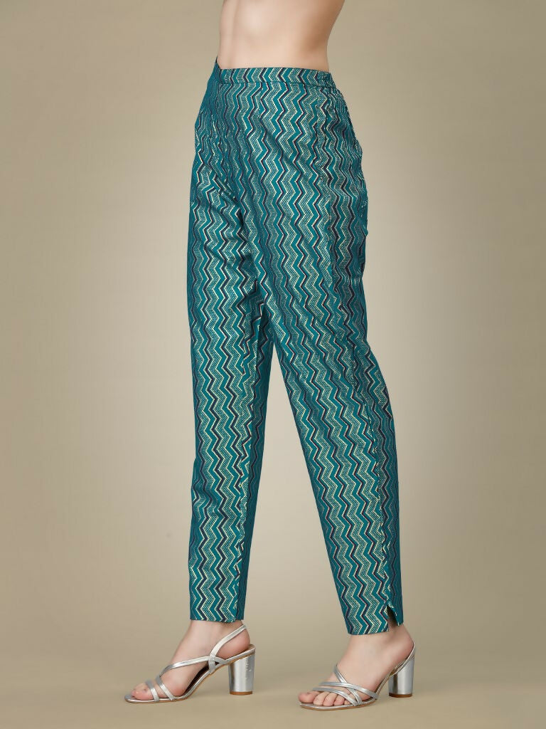 Jyoti Fashion Women's Rama Rayon Embroidered Kurta Pant Set