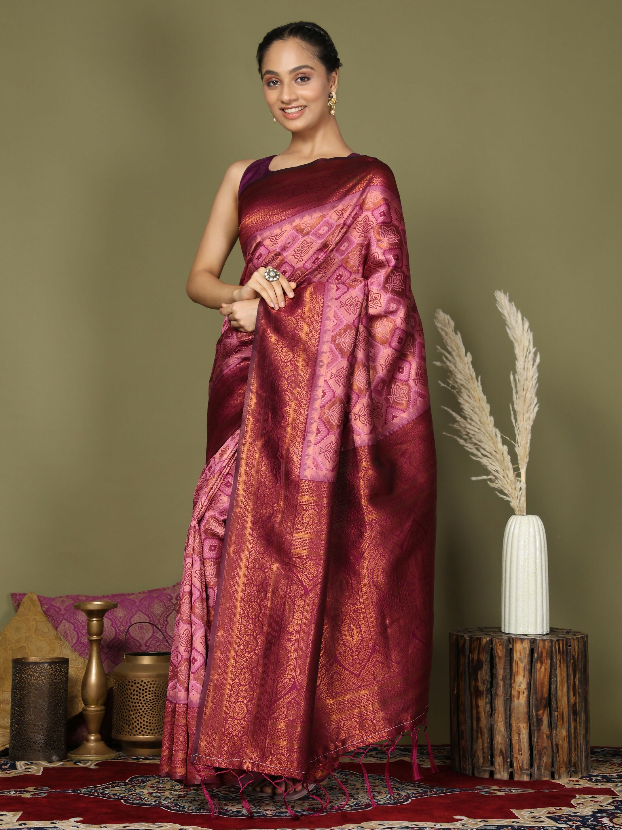 Shree Shyam Fashion Lichi Silk Light Pink Saree