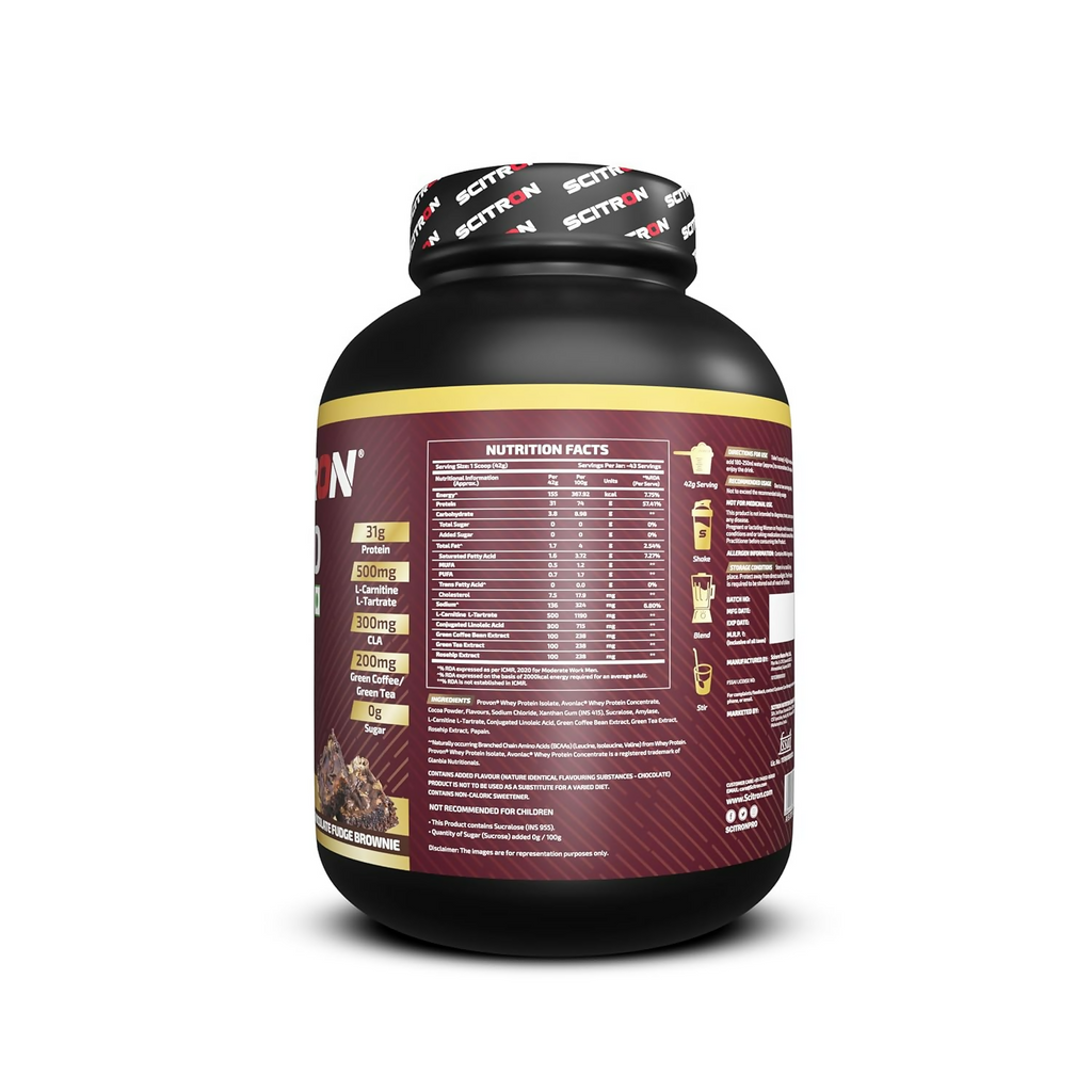 Scitron Ripped Whey Protein Powder Flavor Chocolate Fudge Brownie