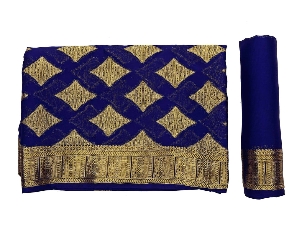 Mimosa Women's Mysore Silk Crepe Dark Blue Saree