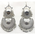 MS Fashion India Double Silver Color Chandbali Modern Design Earrings