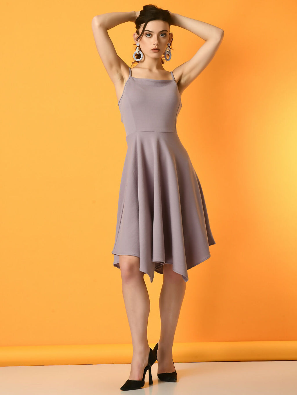 Myshka Women's Lavender Solid Party Dress