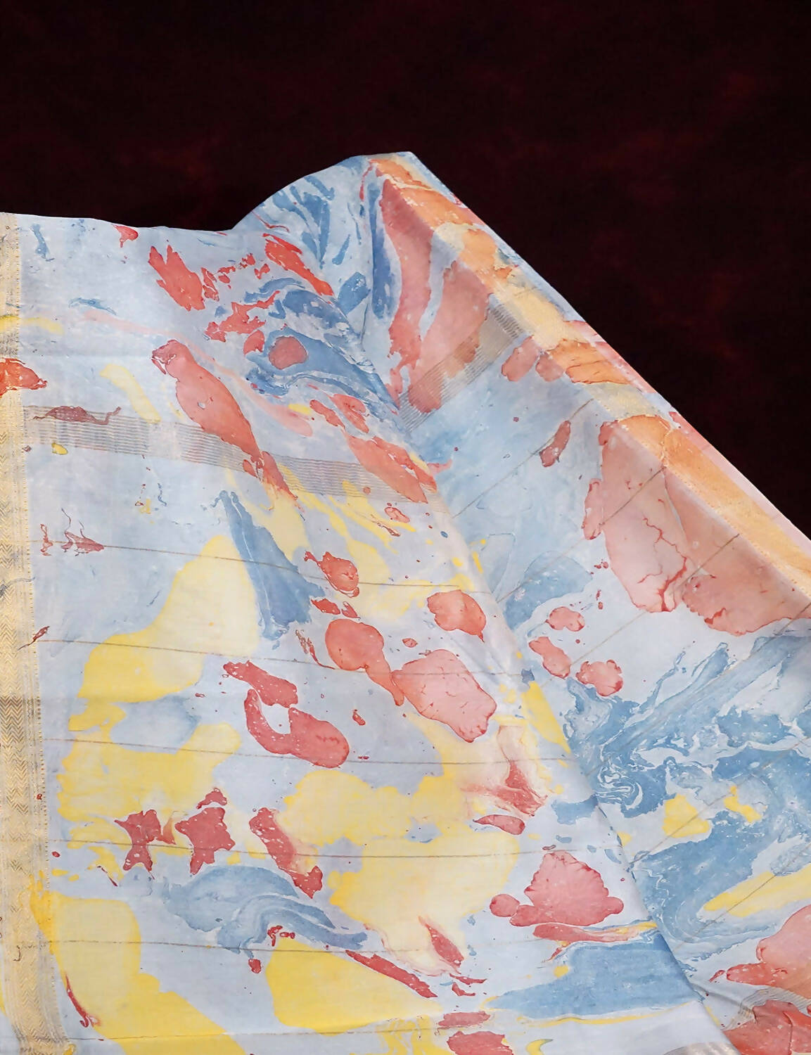 Shades Of Cloud Blue And Rust Printed Chanderi Saree For Regular/Office Wear By Gayathri Reddy Designer Studio