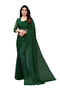 Vamika Ethnic Fire Green Pearls Net Saree