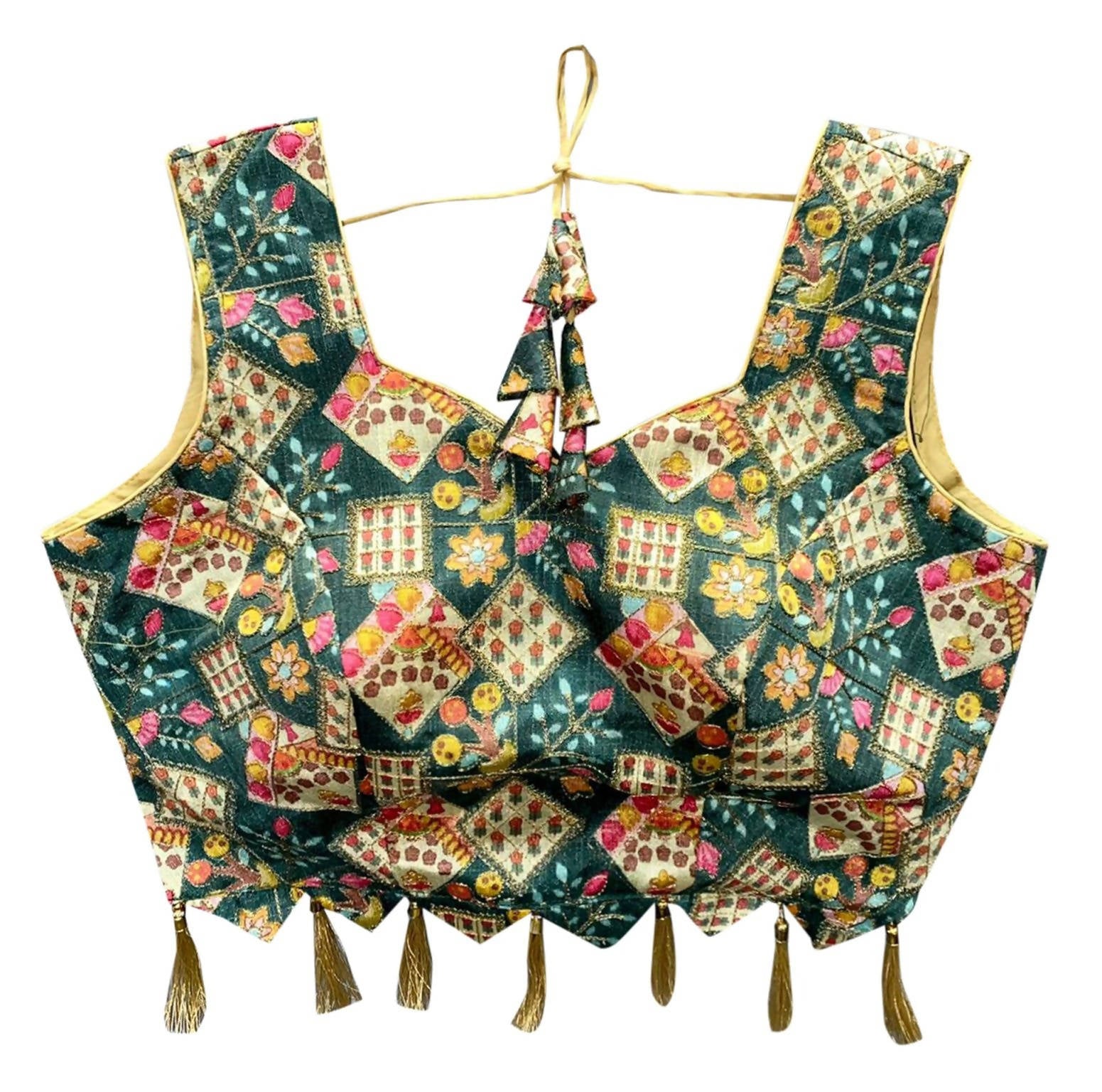 Vamika Green Banglori Silk Digital Print And Embroidery Blouse
