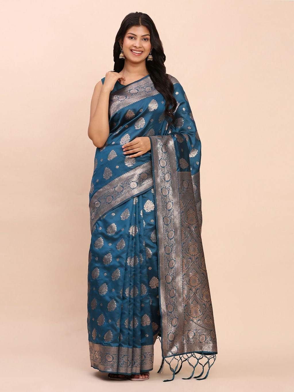 Shree Shyam Fashion Banarasi Silk Teal Blue Saree