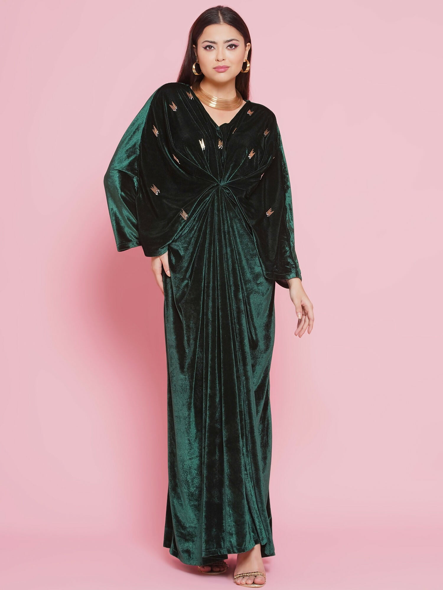 Joban Fashion Green Velvet Hand Embellished Gown