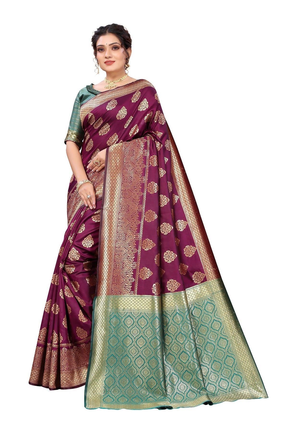 Vamika Ethnic Fire Purple Weaving Banarasi Jacquard Saree