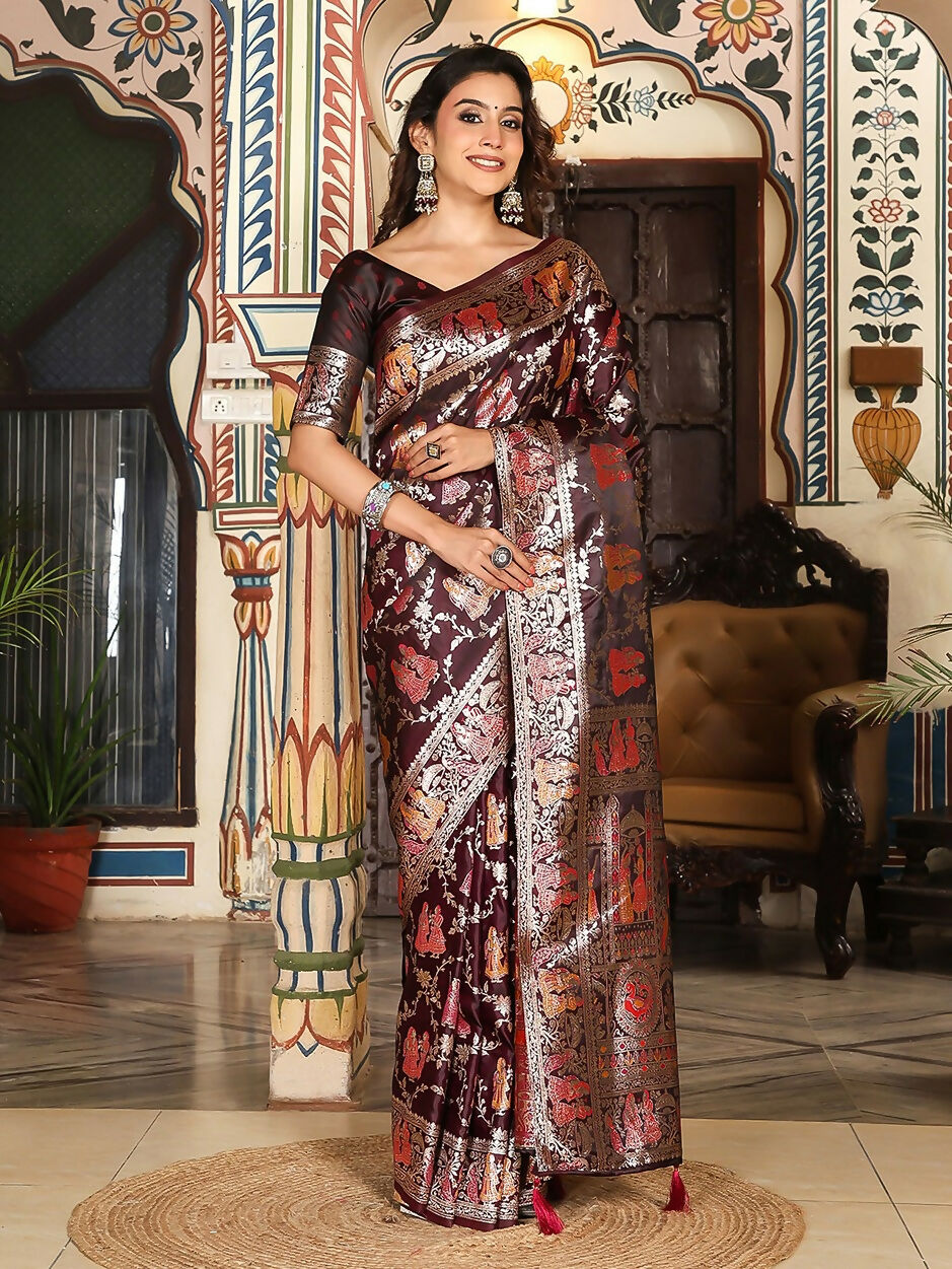 Shree Shyam Fashion Maroon Silk Saree