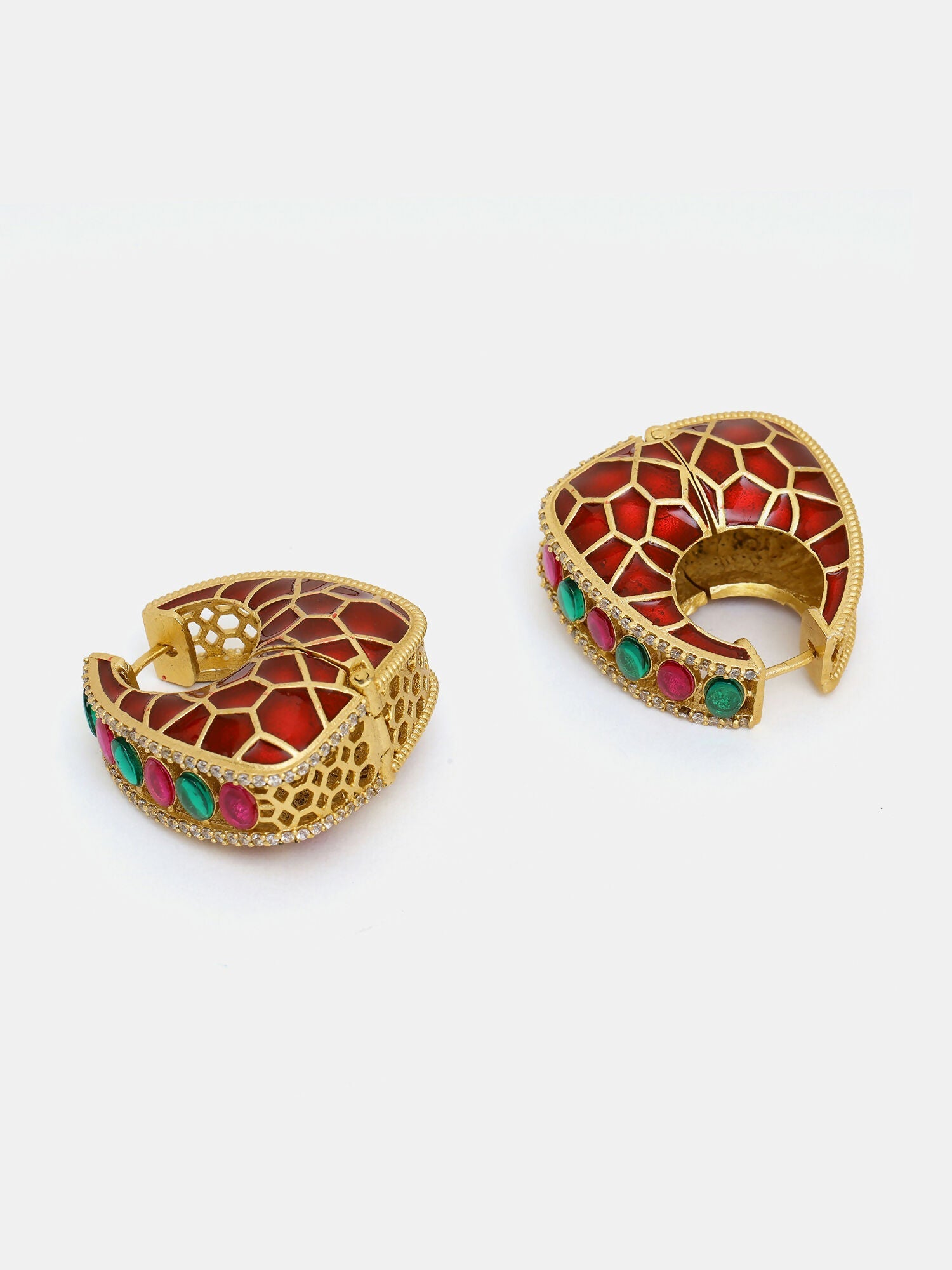 Ruby Raang Gold Polished Kundan Work Multi Loops