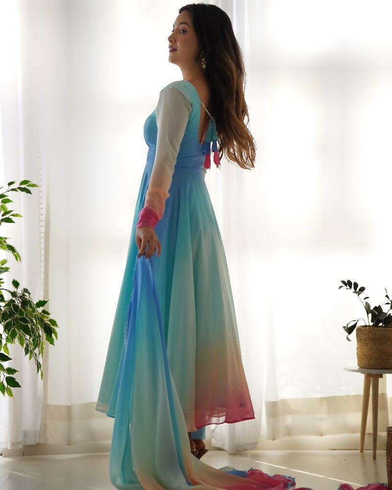 Joban Fashion Sky Kurta Set Georgette Sequence Embroidery Work