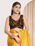 Joban Fashion Mustard Organza Padded Blouse With Sweetheart Neck Sleeveless