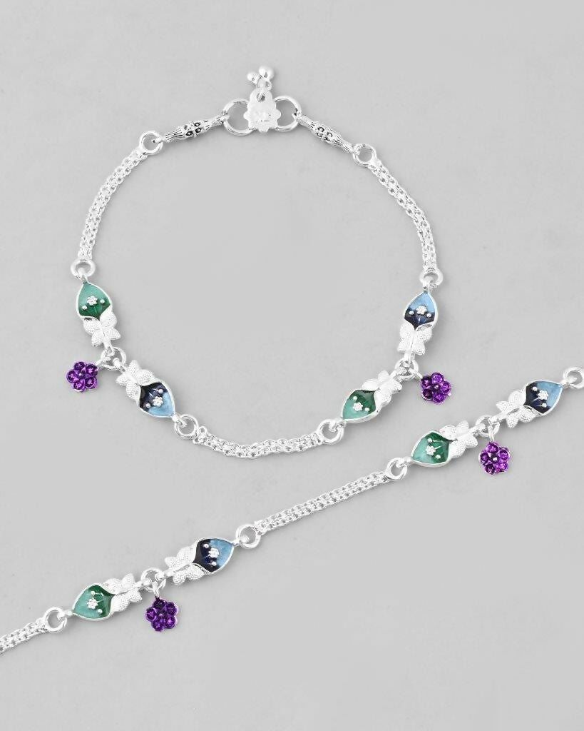 VOJ Set of 2 Mutli Color Meenakari Anklet