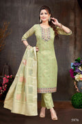 Joban Fashion Shimmer Green Color Kurta Set