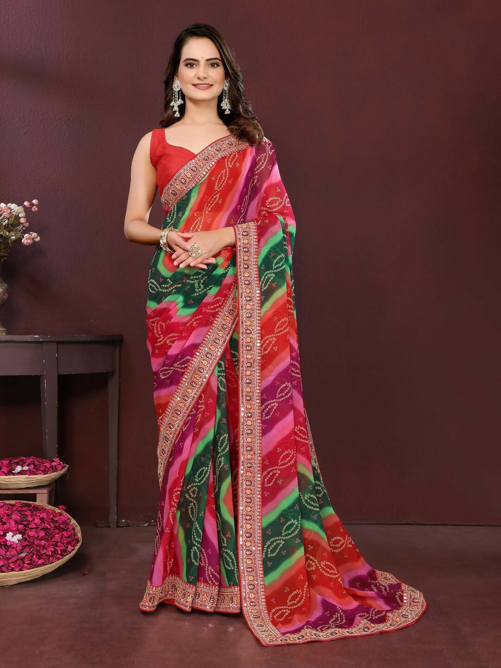 Ai Fashion Multi Georgette Digital Print Party Wear Saree