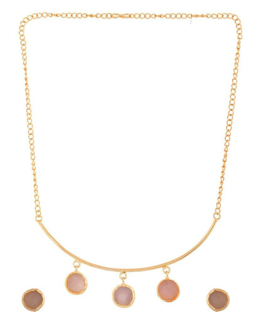 VOJ One Gram Gold-Polished Stone Studded Necklace and Earrings Set