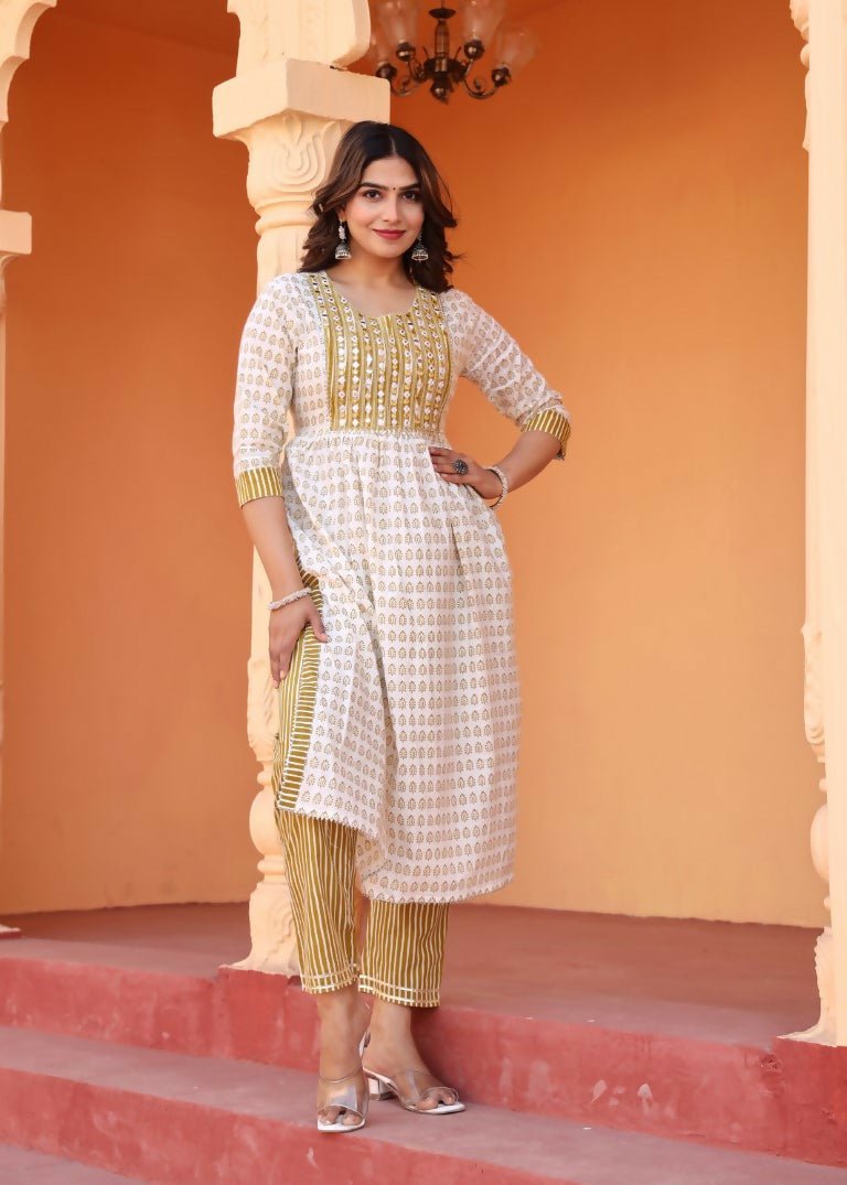 Alvano Printed 3Pcs Kurti Set for Women's and Girls Rayon