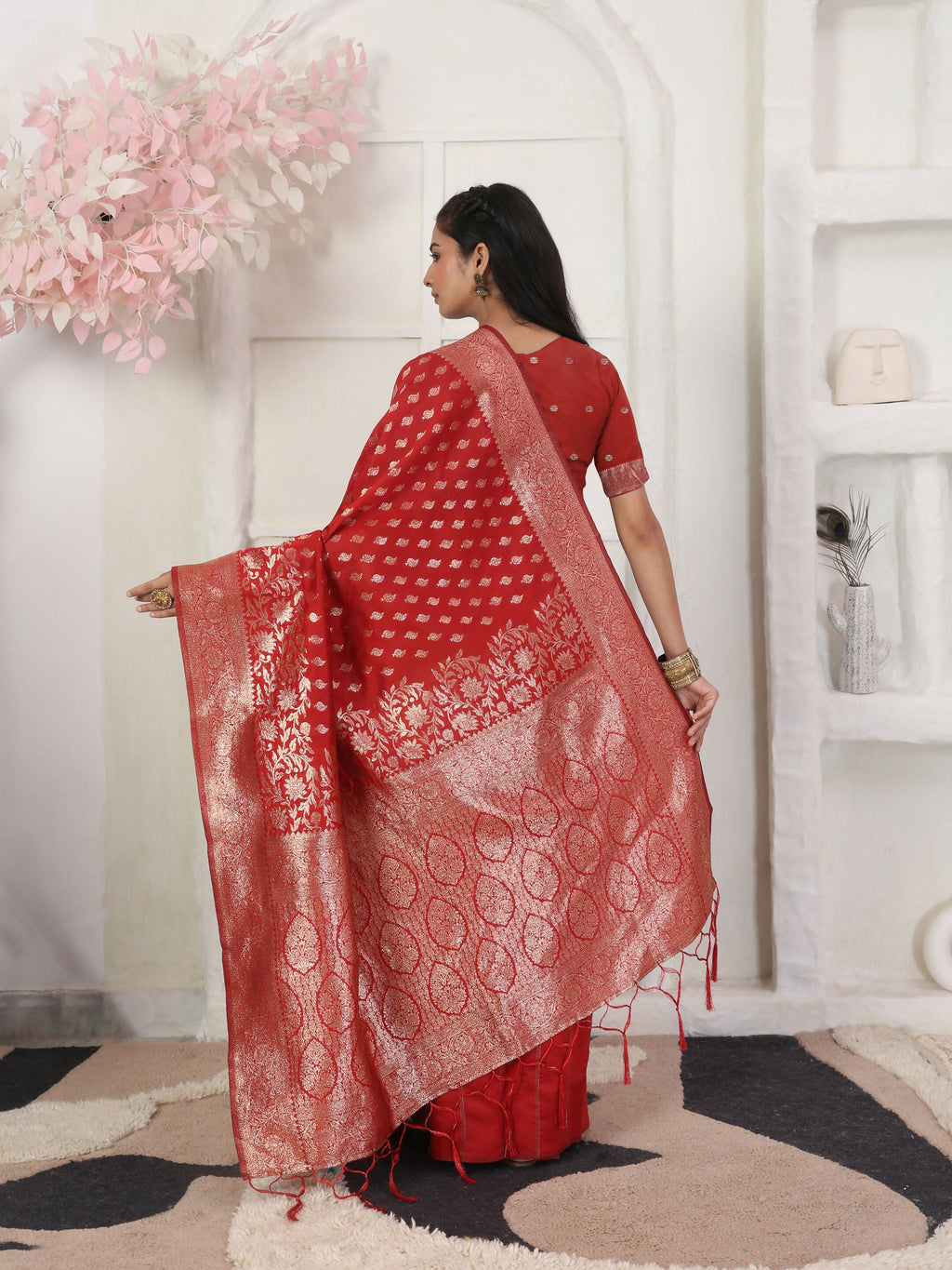 Shree Shyam Fashion Lichi Silk Red Saree